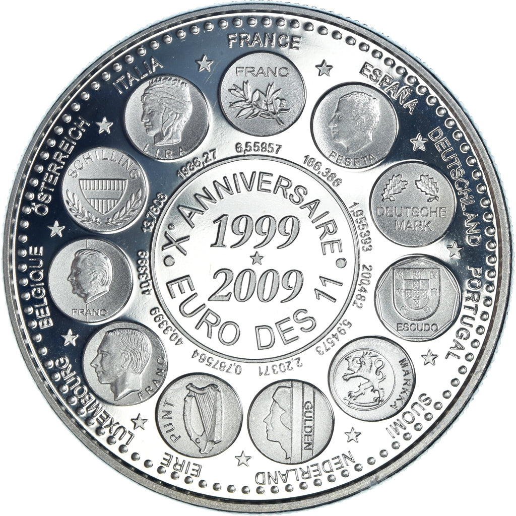 France, Médaille, 10ème Anniversaire de l'Euro des 11, Politics, 2009, FDC