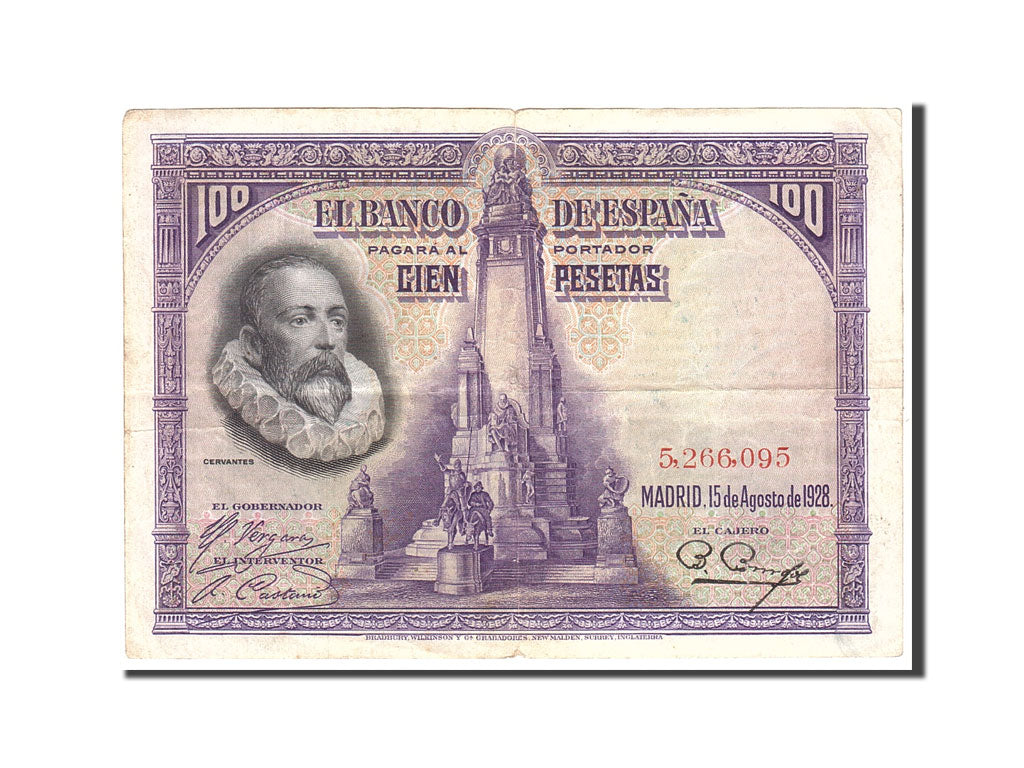 Banknote, Spain, 100 Pesetas, 1928, 1928-08-15, KM:76a, VF(20-25)