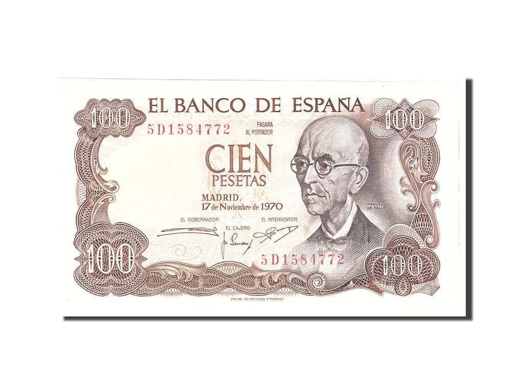 Billete, 100 Pesetas, 1970, España, KM:152a, 1970-11-17, EBC