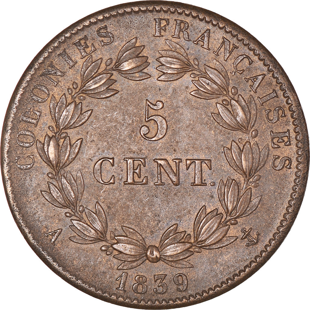 Coin, FRENCH COLONIES, Louis - Philippe, 5 Centimes, 1839, Paris, AU(55-58)