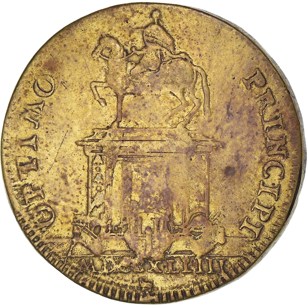France, Token, Statue de Louis XV à Bordeaux, History, 1743, VF(20-25), Brass