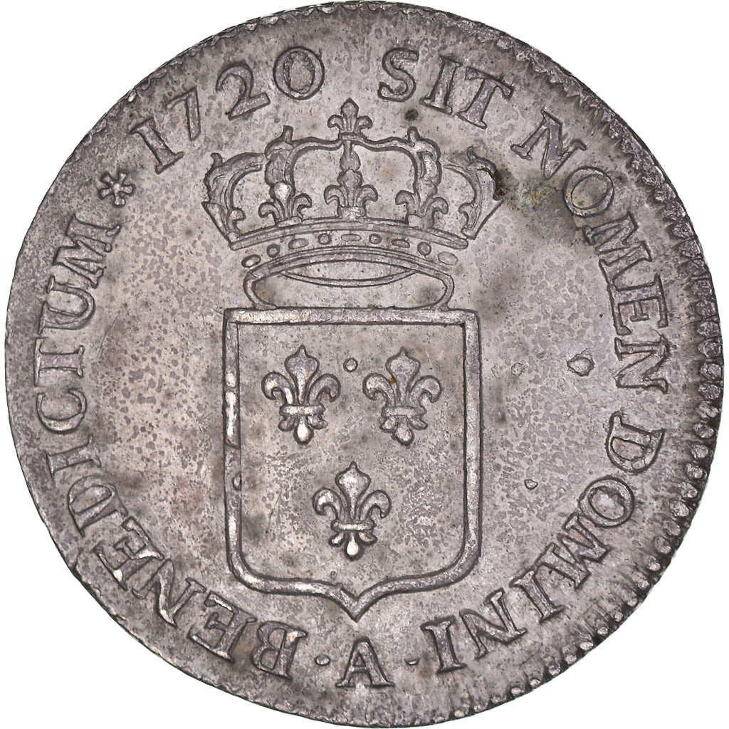França, Louis XV, 1/3 Ecu, 1/3 Écu de France, 1720, Paris, Prata, AU(50-53)