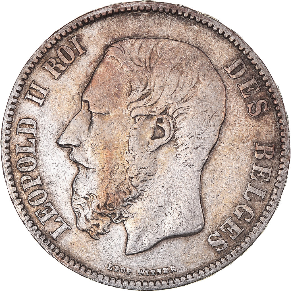 Coin, Belgium, Leopold II, 5 Francs, 5 Frank, 1871, EF(40-45), Silver, KM:24