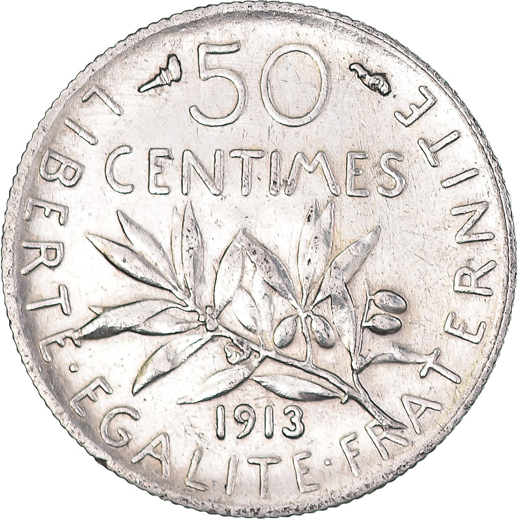 Monnaie, France, Semeuse, 50 Centimes, 1913, Paris, TTB+, Argent, Gadoury:420