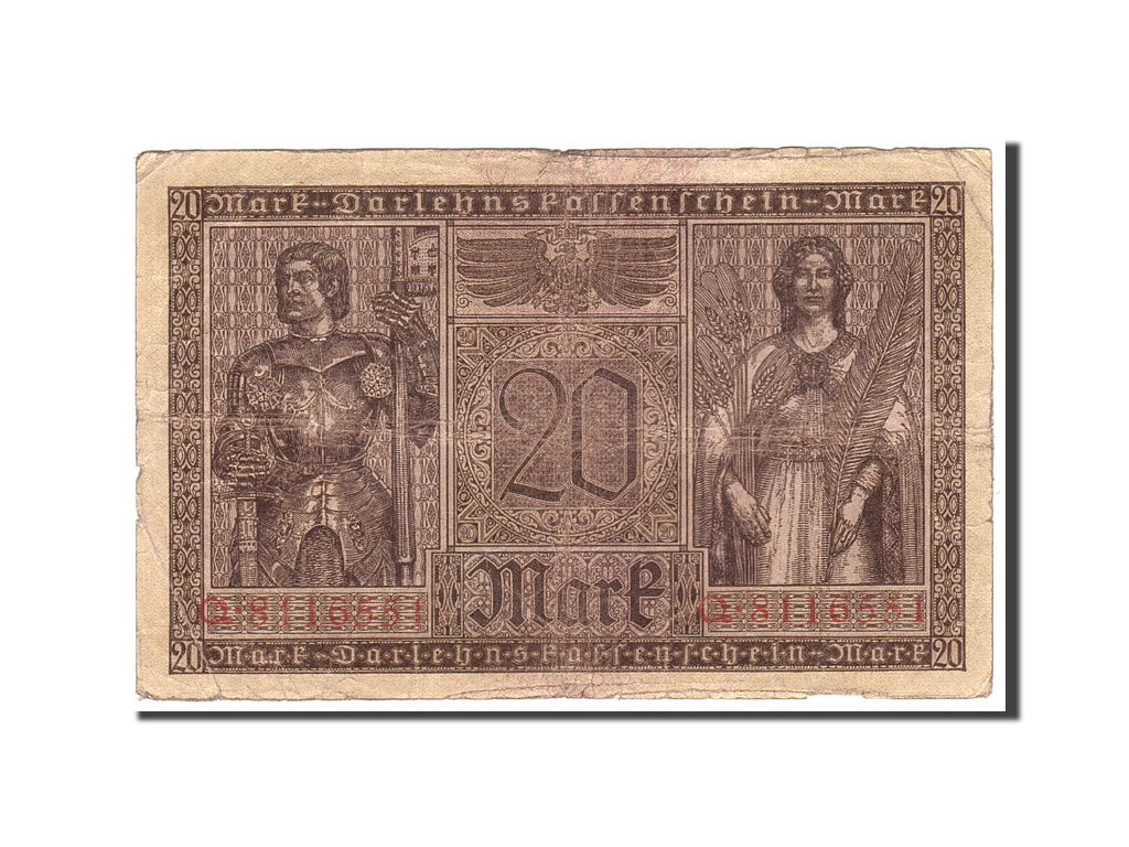 Banknote, Germany, 20 Mark, 1918, 1918-02-20, KM:57, VG(8-10)
