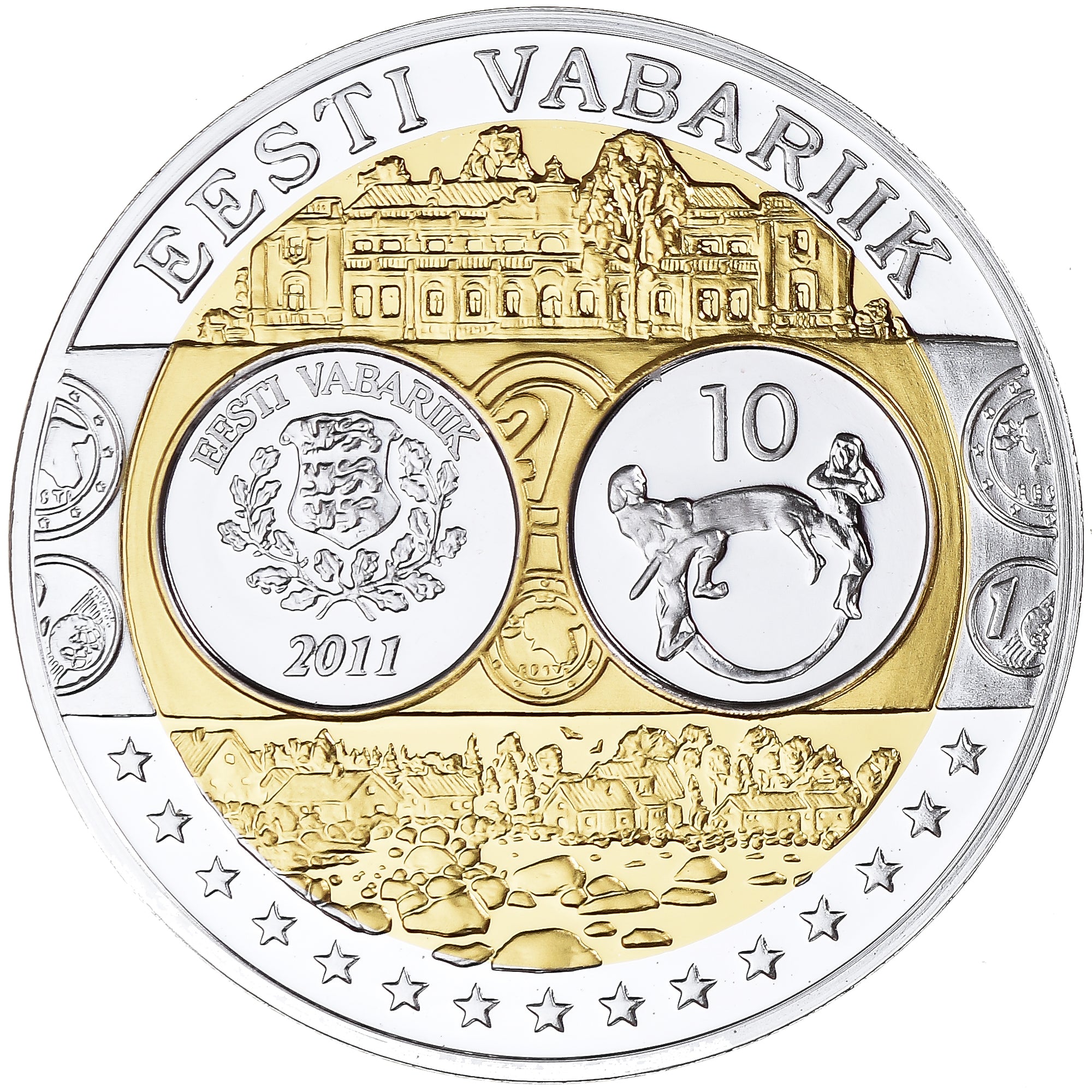 Estonia, Medal, Euro, Europa, Politics, MS(65-70), Silver