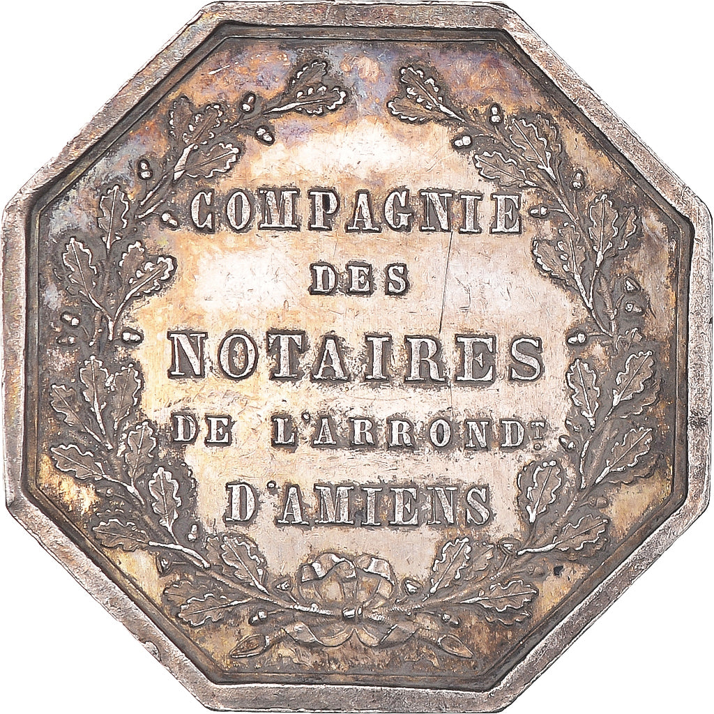 France, Token, Notary, Notaires de l'Arrondissement d'Amiens, 1854, MS(60-62)