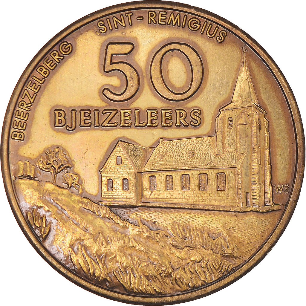 Bélgica, medalla, 50 Bjeizeleers, 1981, MBC+, Aluminio y cuproníquel