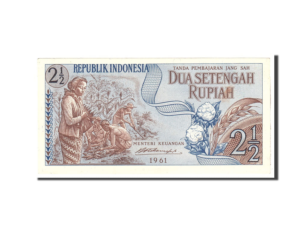 Banknote, Indonesia, 2 1/2 Rupiah, 1961, Undated, KM:79, UNC(60-62)