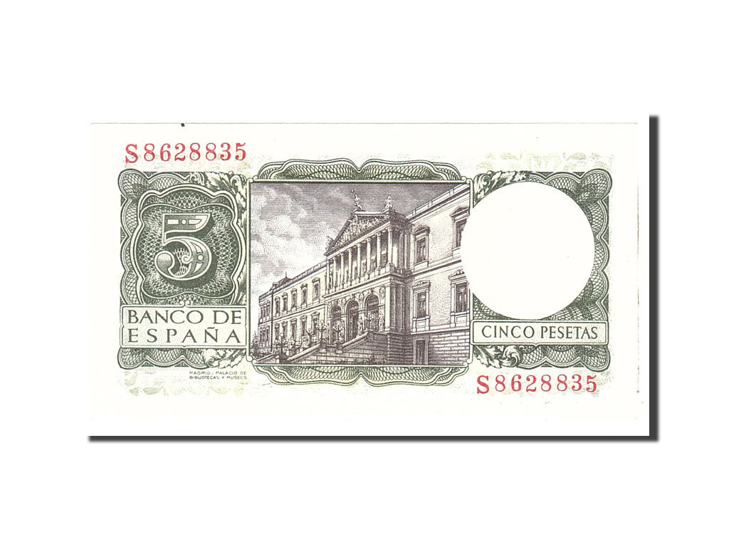Banconote, Spagna, 5 Pesetas, 1954, KM:146a, 1954-07-22, FDS
