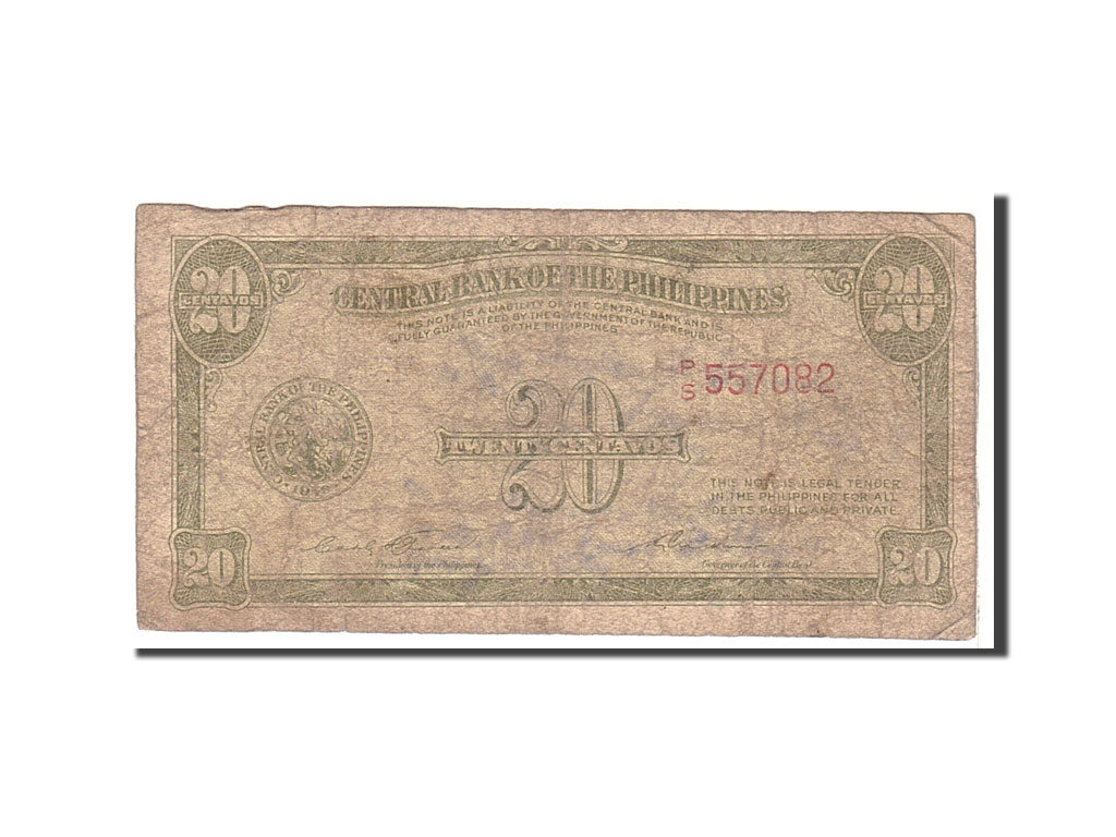 Banknote, Philippines, 20 Centavos, Undated, Undated, KM:130a, VG(8-10)