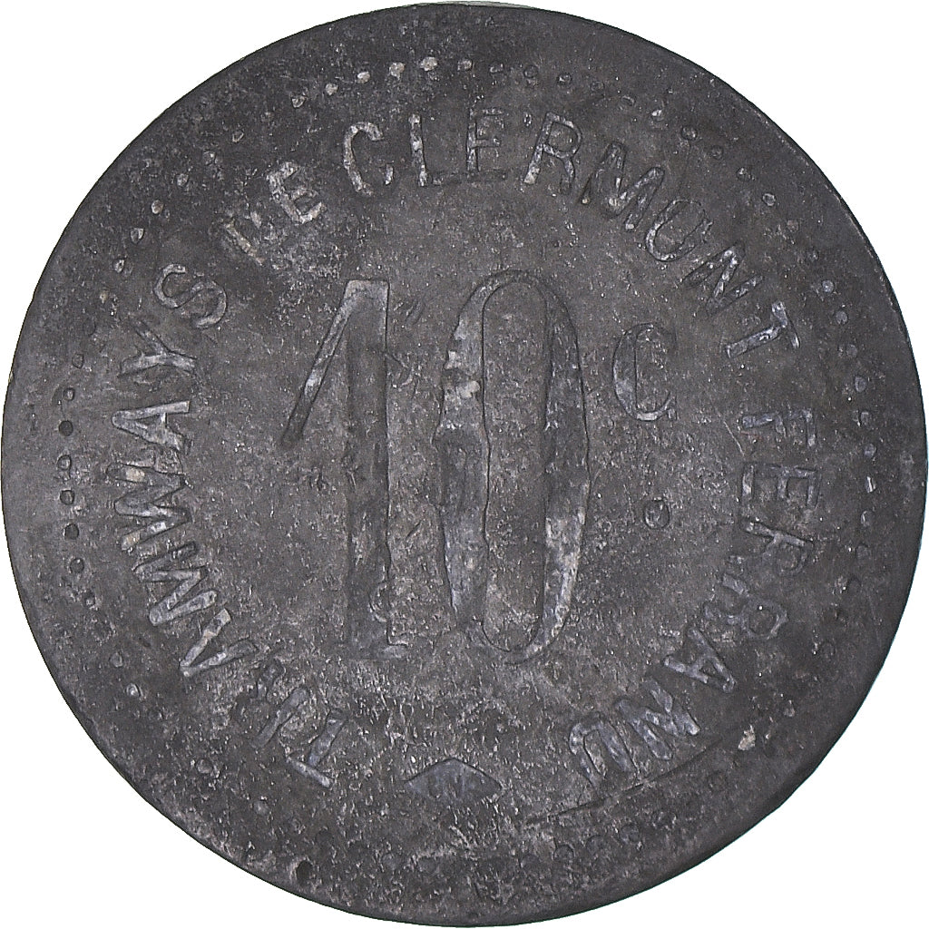 Francia, zeton, Necessity, Tramways de Clermont-Ferrand, 10 Centimes, BC+, Cinc