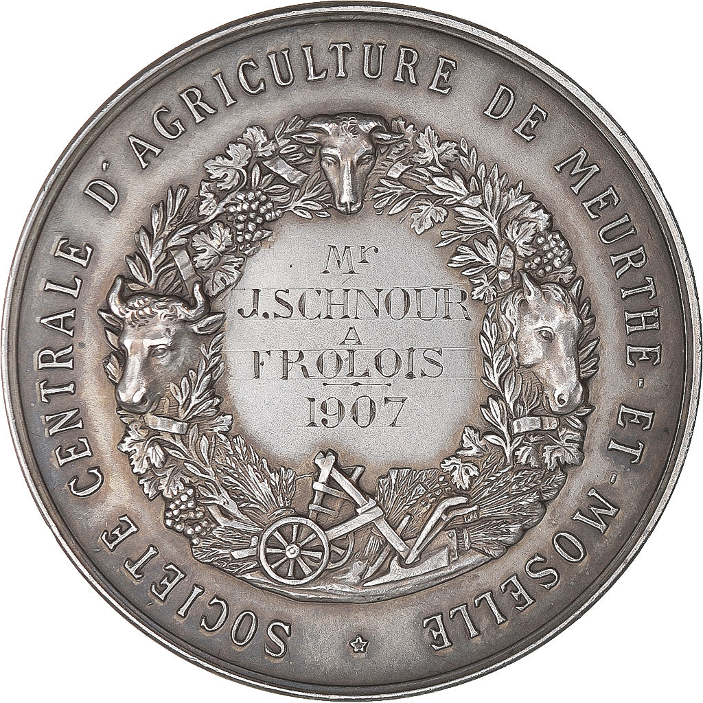 France, Medal, Mathieu de Dombasle, Société d'Agriculture de