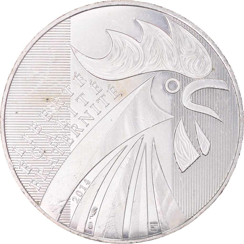 France, 10 Euro, Coq, 2014, AU(55-58), Silver, Gadoury:EU657, KM:2110