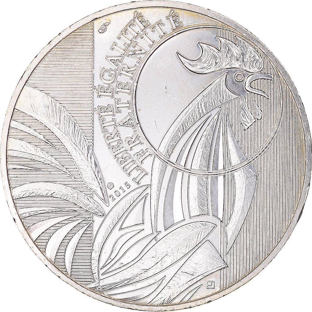 France, 10 Euro, Monnaie de Paris, Coq, 2015, MS(63), Silver, Gadoury:EU727