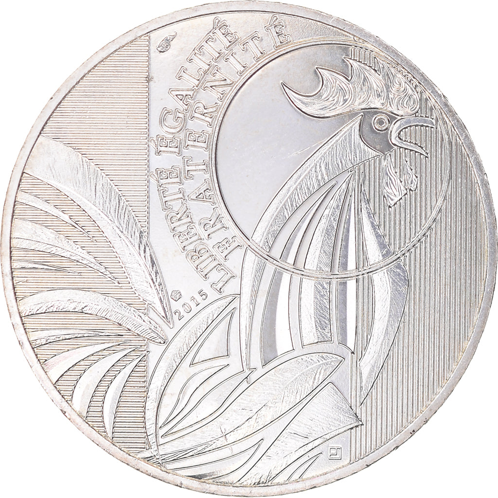 France, 10 Euro, Monnaie de Paris, Coq, 2015, MS(63), Silver, Gadoury:EU727
