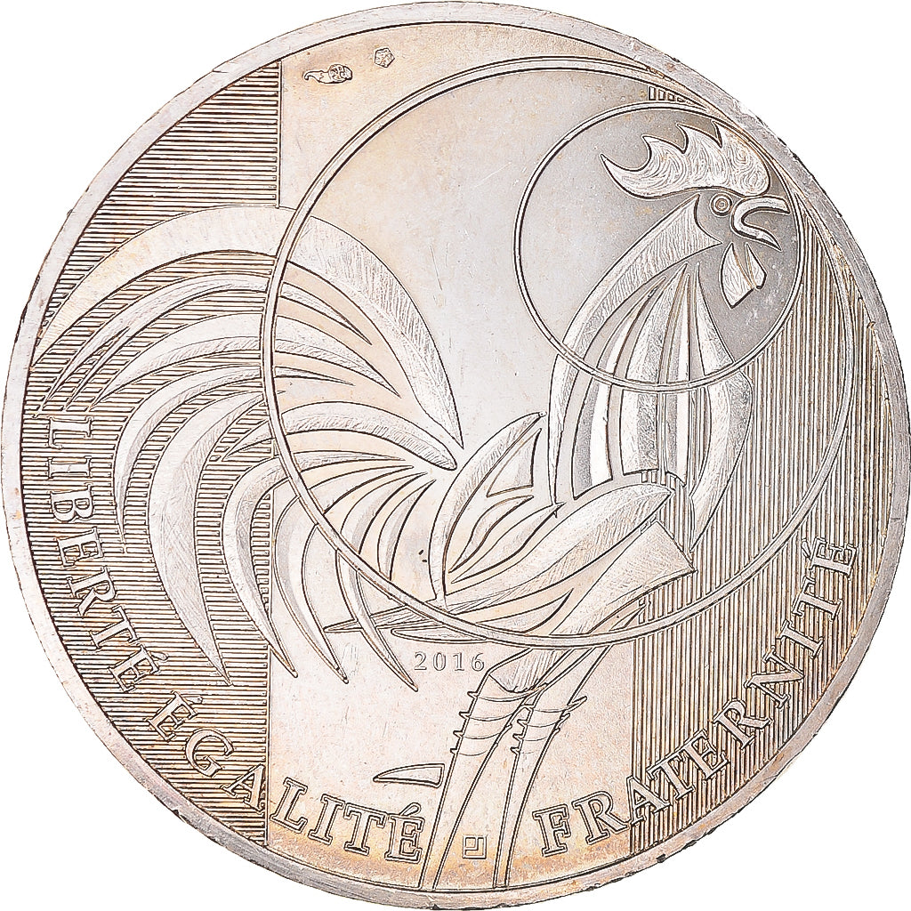 France, 10 Euro, Coq, 2016, MS(63), Silver, Gadoury:EU797
