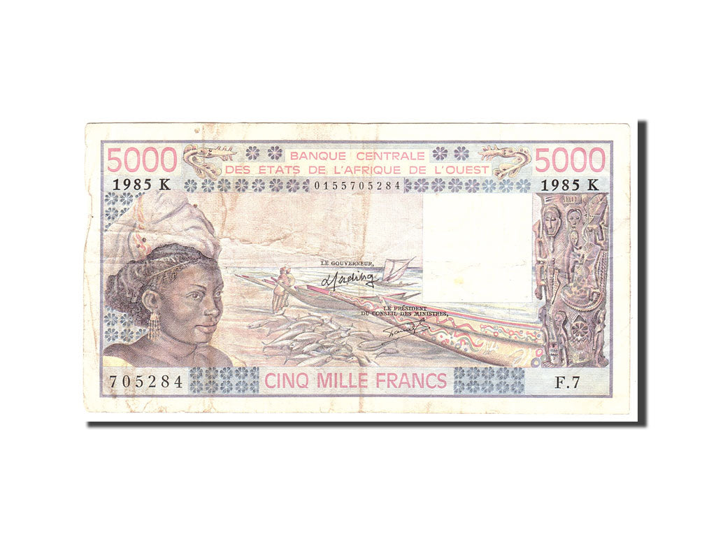 Geldschein, West African States, 5000 Francs, 1985, Undated, KM:708Kj, S