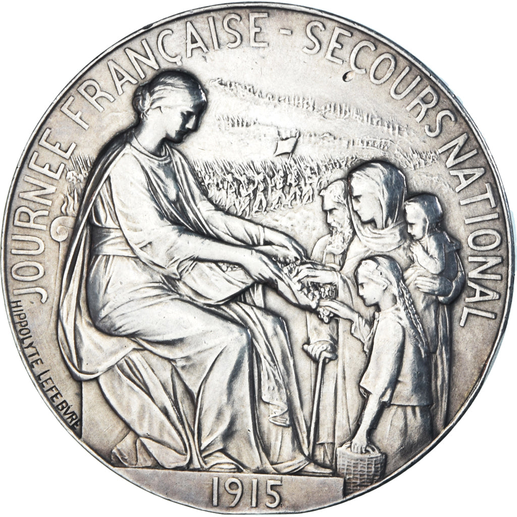 Francja, medal, Journée Française, Secours National, 1915, Srebro, Hippolyte