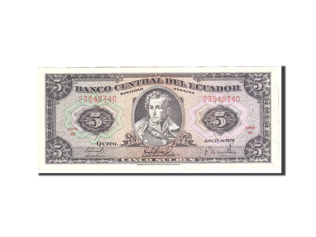 Banknote, Ecuador, 5 Sucres, 1979, 1979-07-25, KM:113c, EF(40-45)