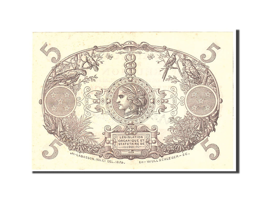 Billet, Réunion, 5 Francs, 1944, Undated, KM:14, SUP