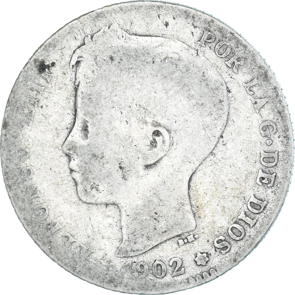 Moneda, España, Alfonso XIII, Peseta, 1902, Madrid, BC, Plata, KM:706