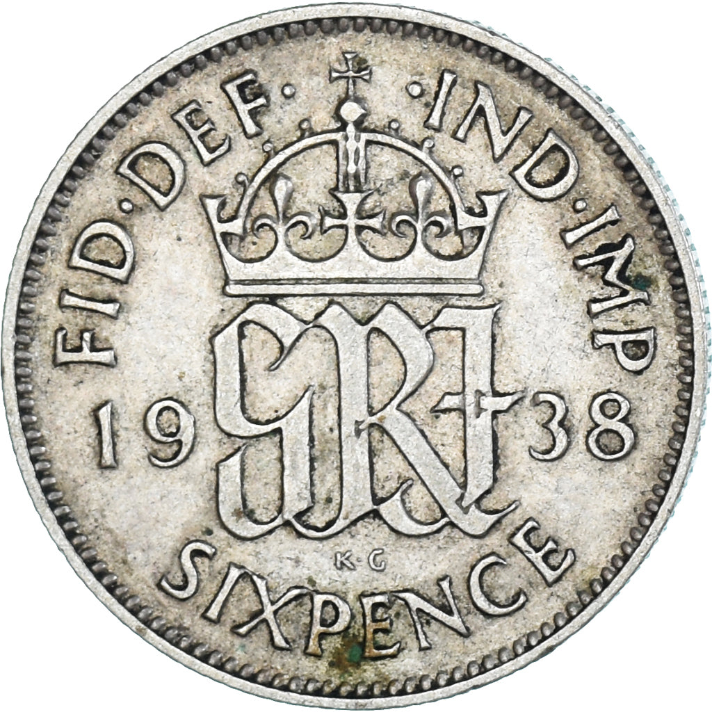 Moeda, Grã-Bretanha, George VI, 6 Pence, 1938, EF(40-45), Prata, KM:852