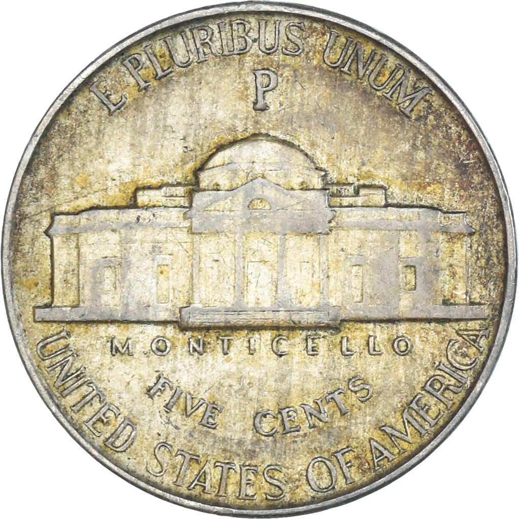 Monnaie, États-Unis, Jefferson Nickel, 5 Cents, 1943, U.S. Mint, Philadelphie