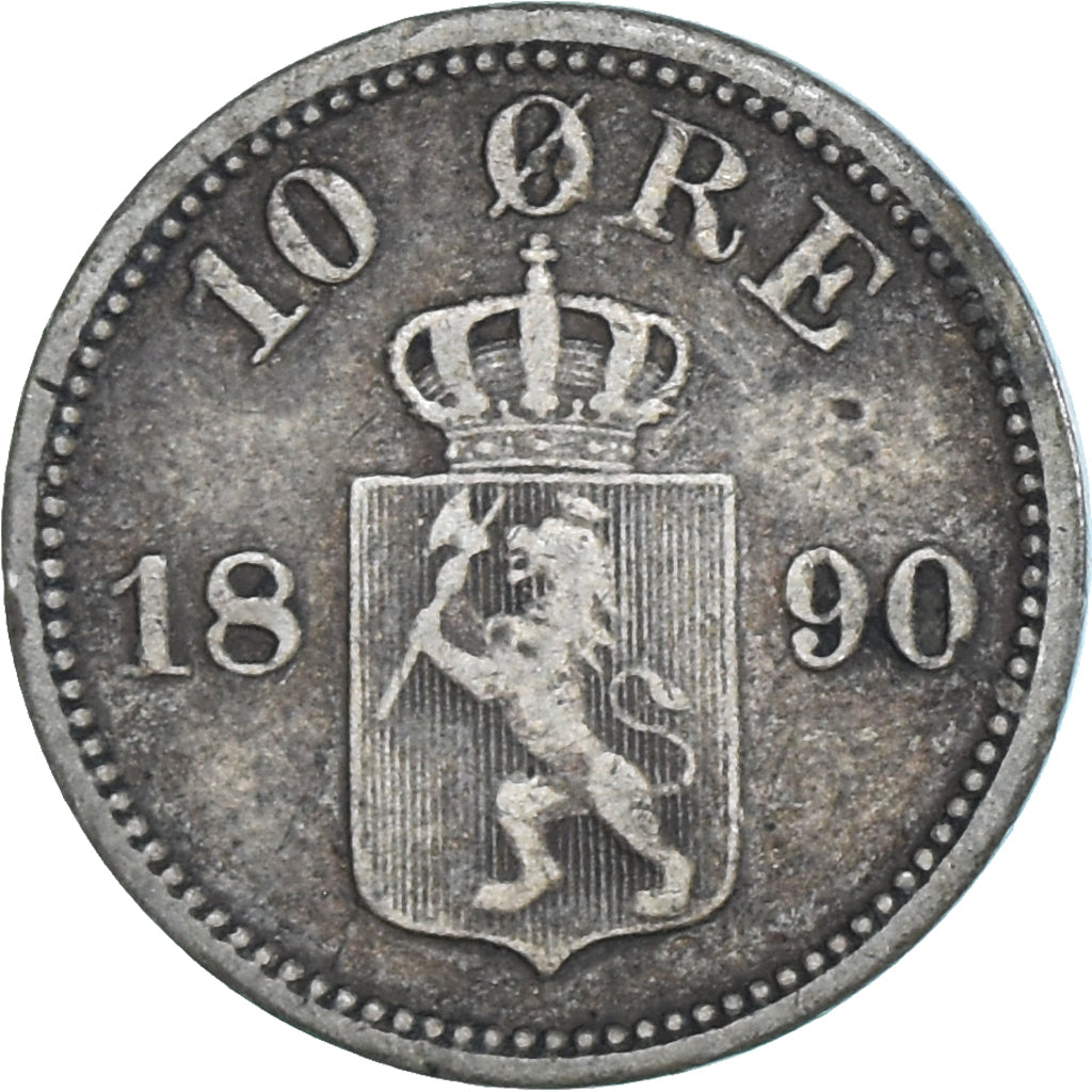 Norway, Oscar II, 10 Öre, 1890, Silver, VF(30-35), KM:755