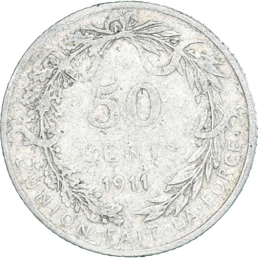 Moneta, Belgio, 50 Centimes, 1911, MB+, Argento, KM:71