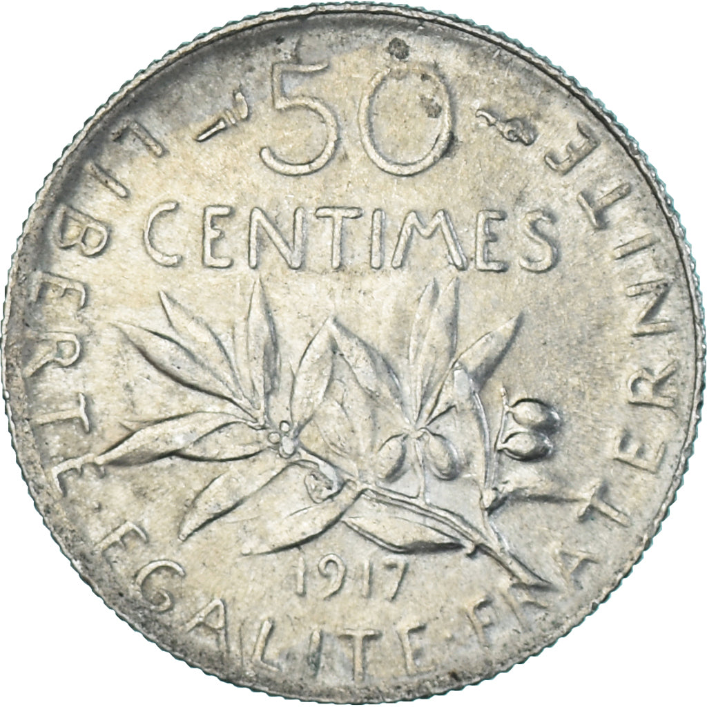 Münze, Frankreich, Semeuse, 50 Centimes, 1917, Paris, VZ, Silber, KM:854