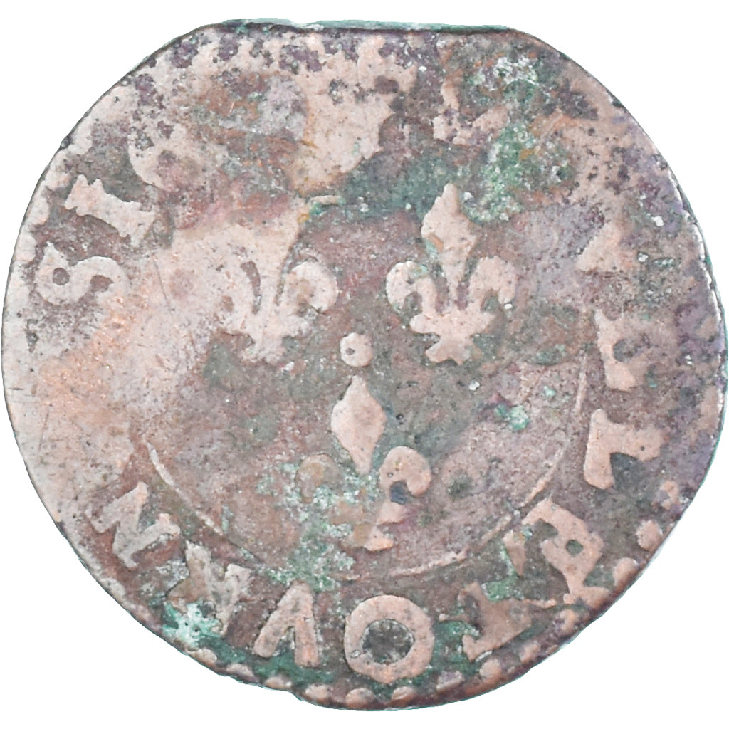 Coin, France, Louis XIII, Double Tournois, Uncertain date, VG(8-10), Copper