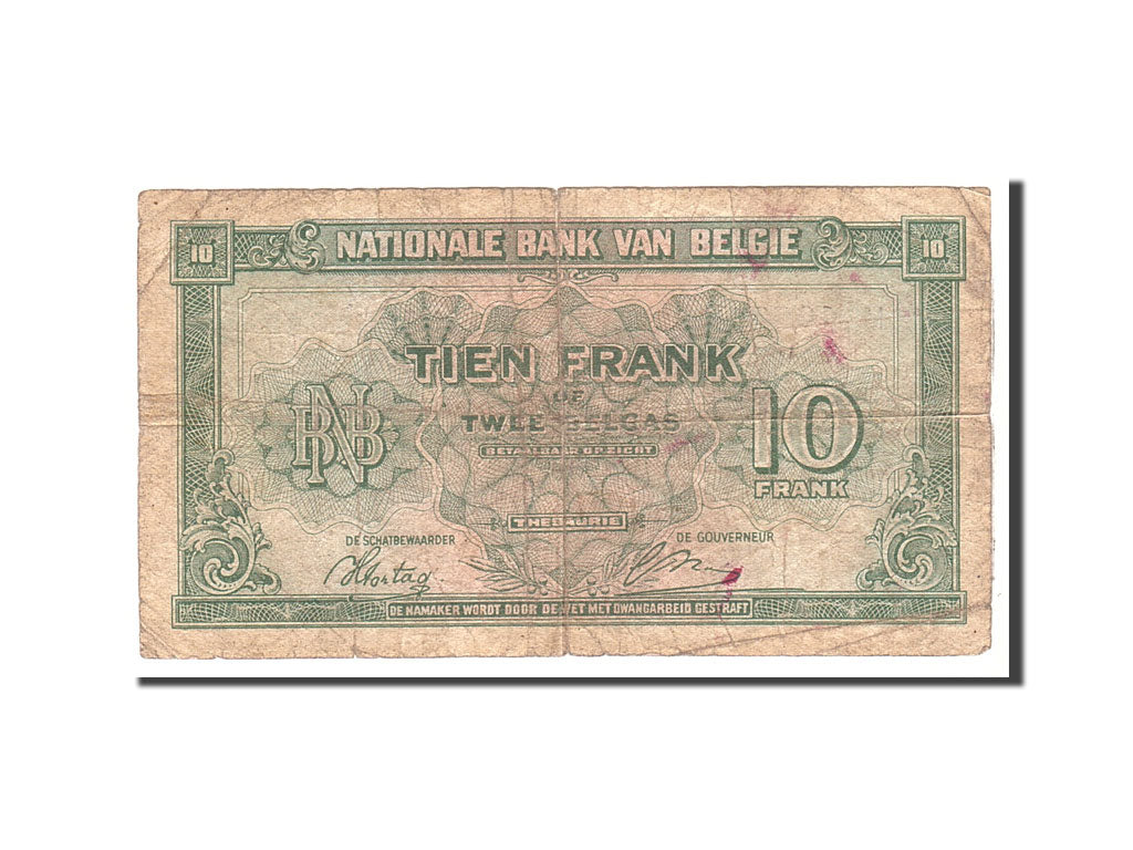 Billet, Belgique, 10 Francs-2 Belgas, 1943, 1943-02-01, KM:122, B