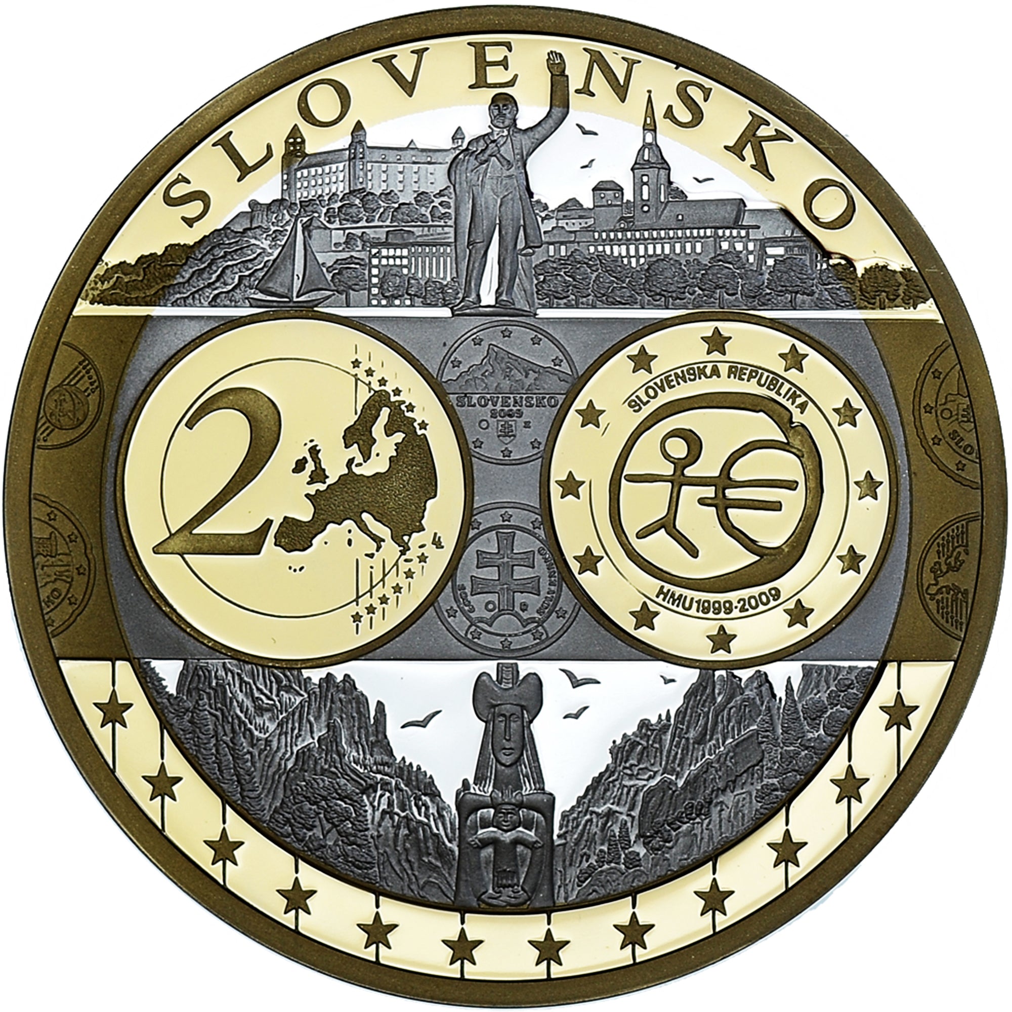 Slovakia, Medal, L'Europe, Politics, FDC, MS(65-70), Silver