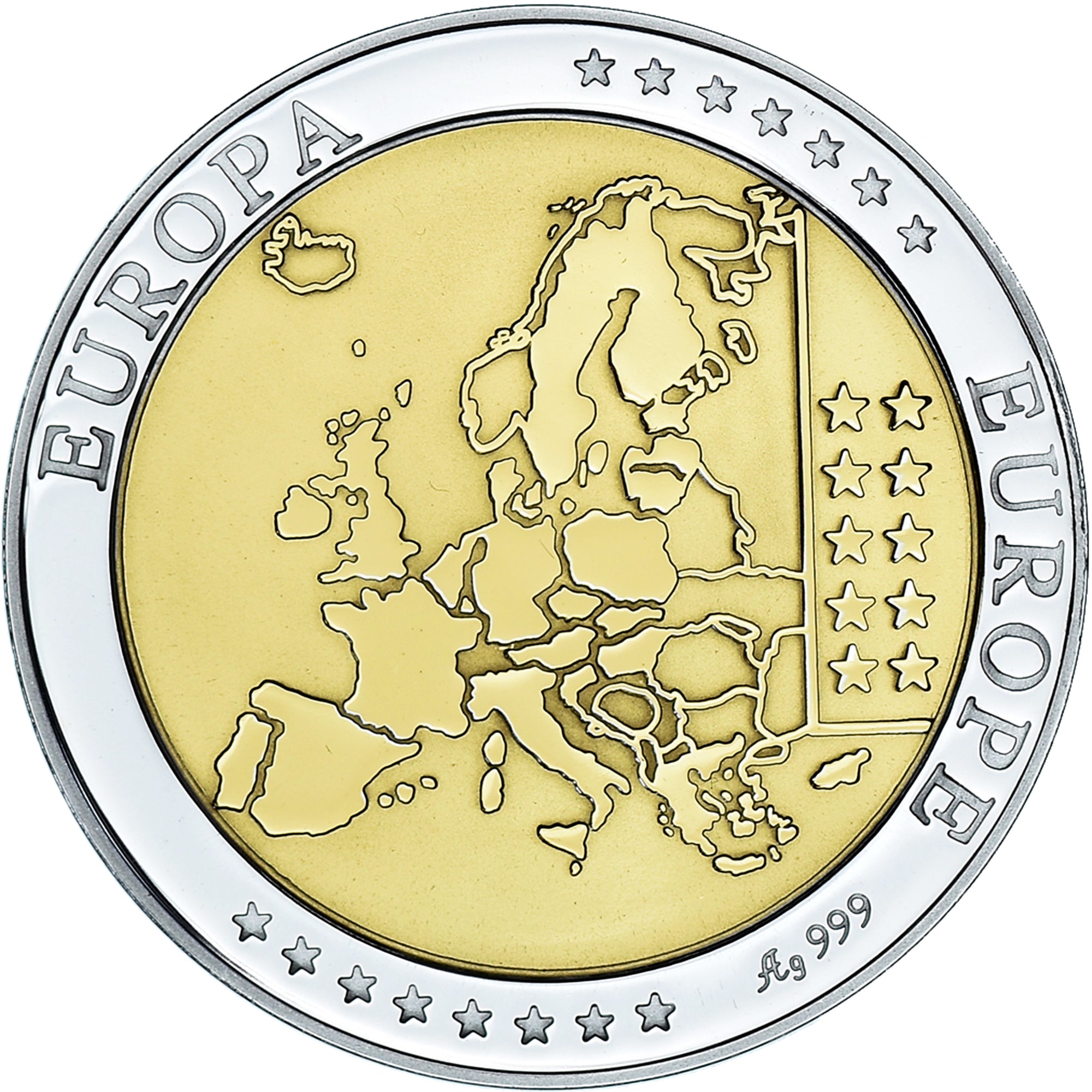 Belgium, Medal, Euro, Europa, Politics, FDC, MS(65-70), Silver