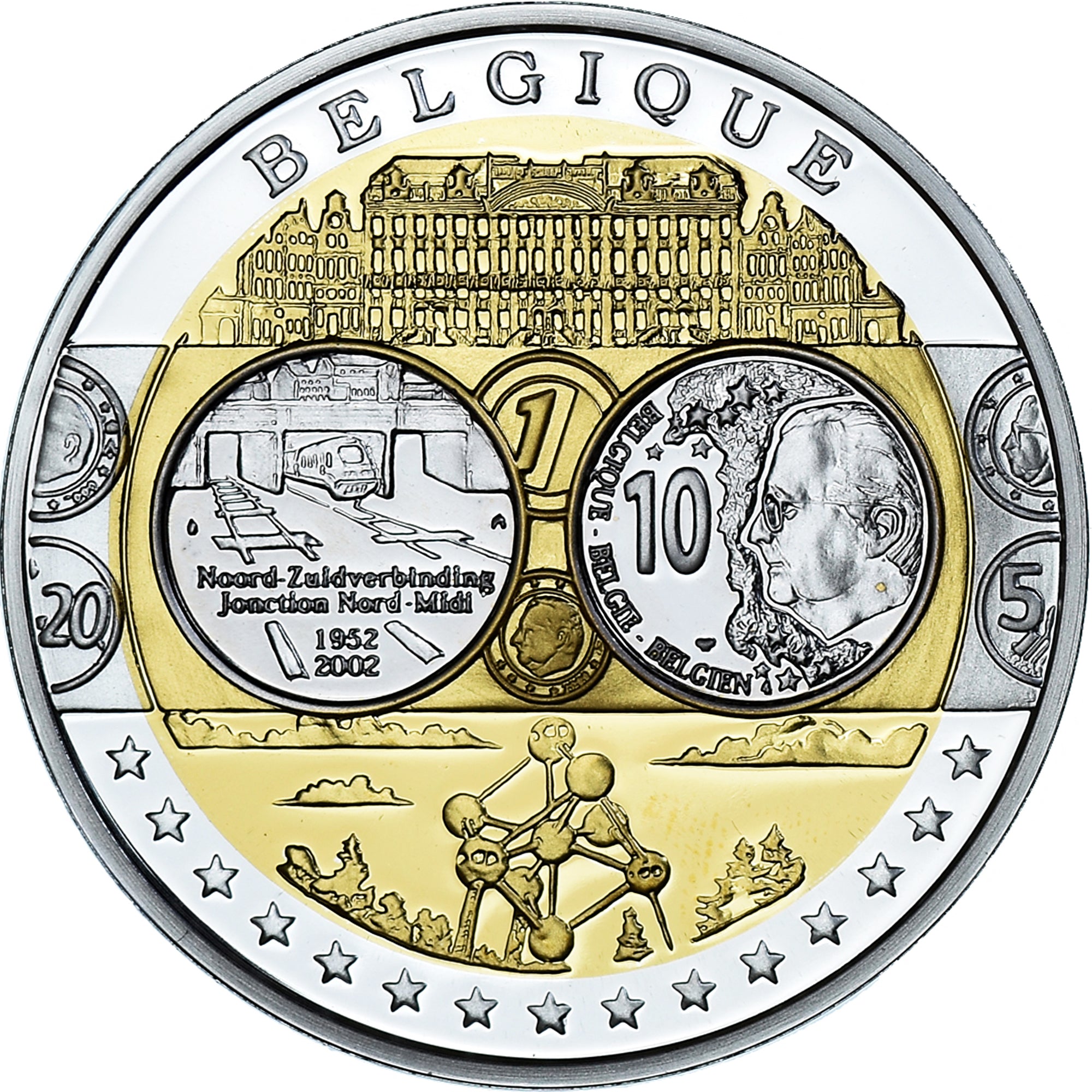 Belgium, Medal, Euro, Europa, Politics, FDC, MS(65-70), Silver
