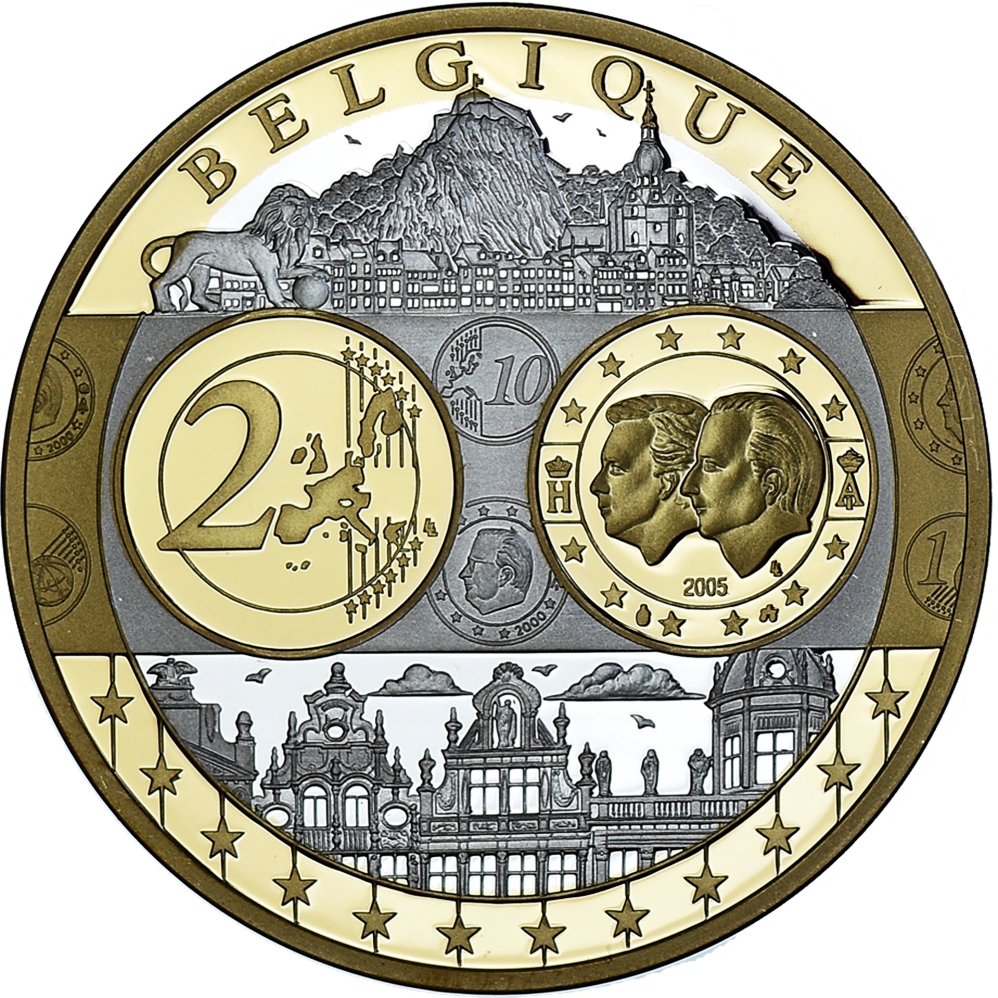 Belgium, Medal, Euro, Europa, Politics, FDC, MS(65-70), Silver