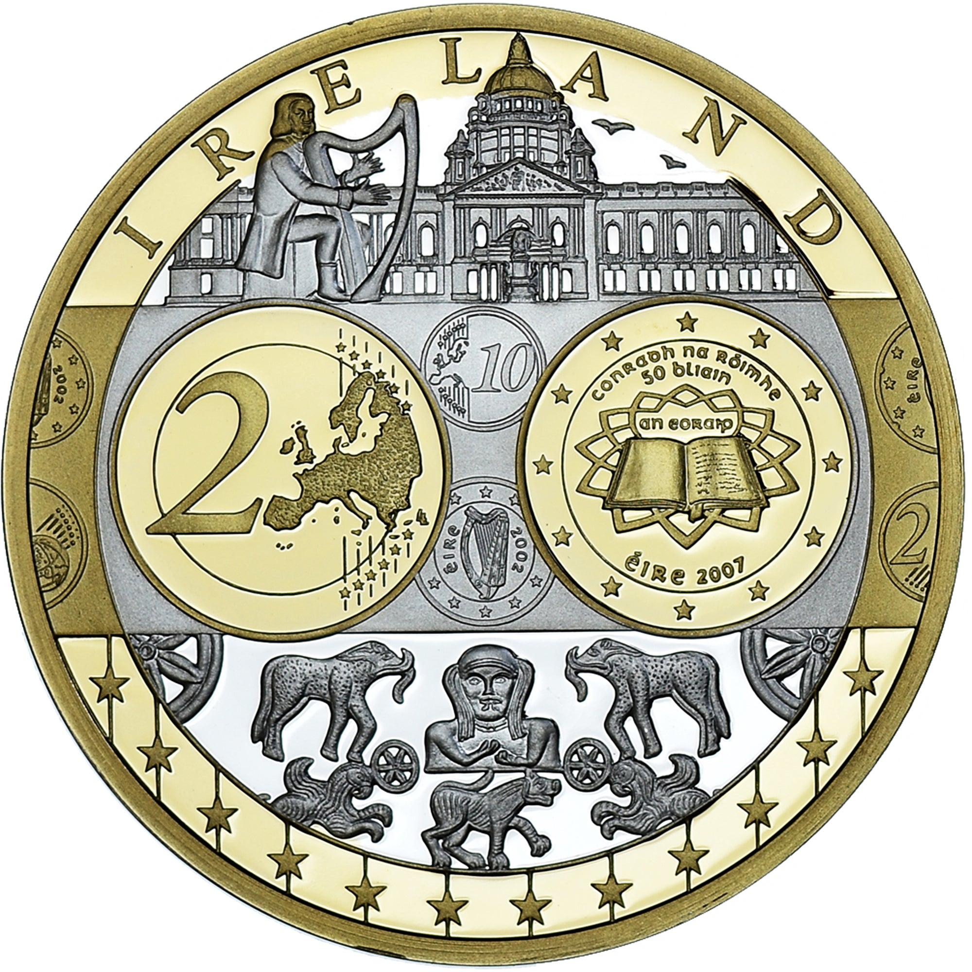 Ireland, Medal, Euro, Europa, Politics, FDC, MS(65-70), Silver