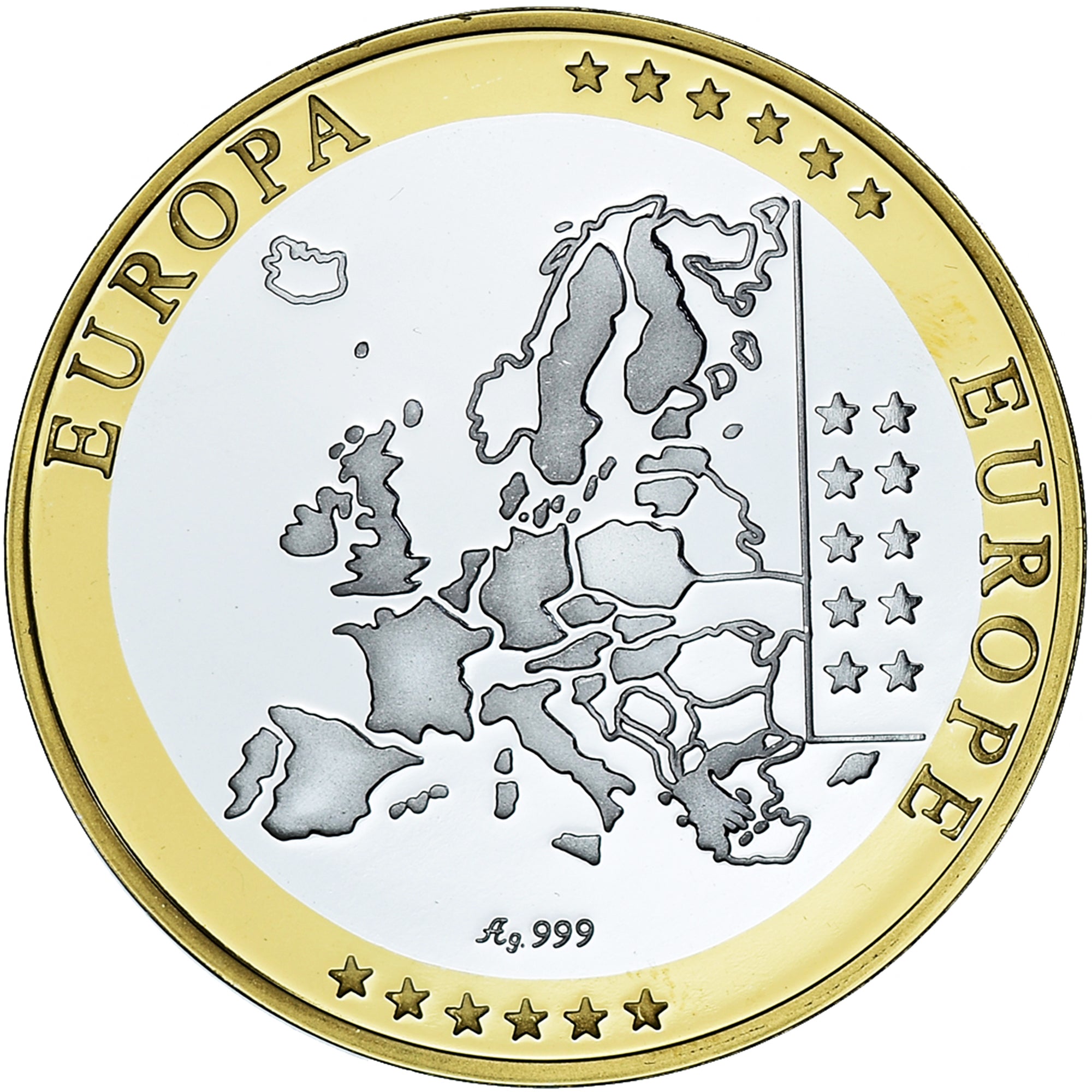 Ireland, Medal, Euro, Europa, Politics, FDC, MS(65-70), Silver