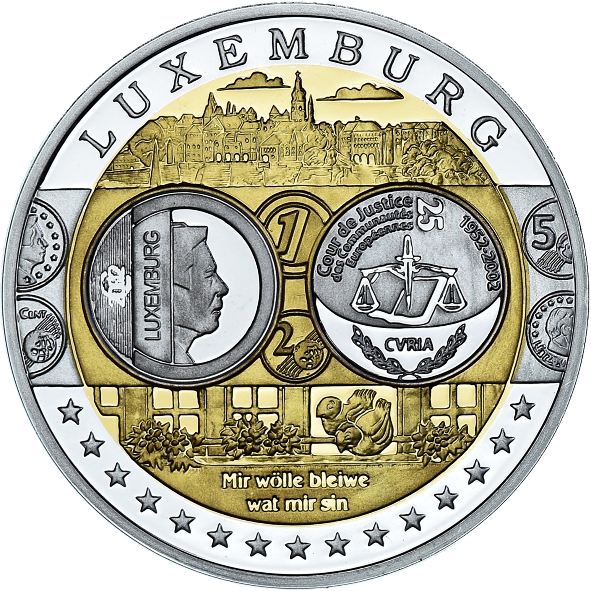 Luxembourg, Medal, Euro, Europa, Politics, FDC, MS(65-70), Silver