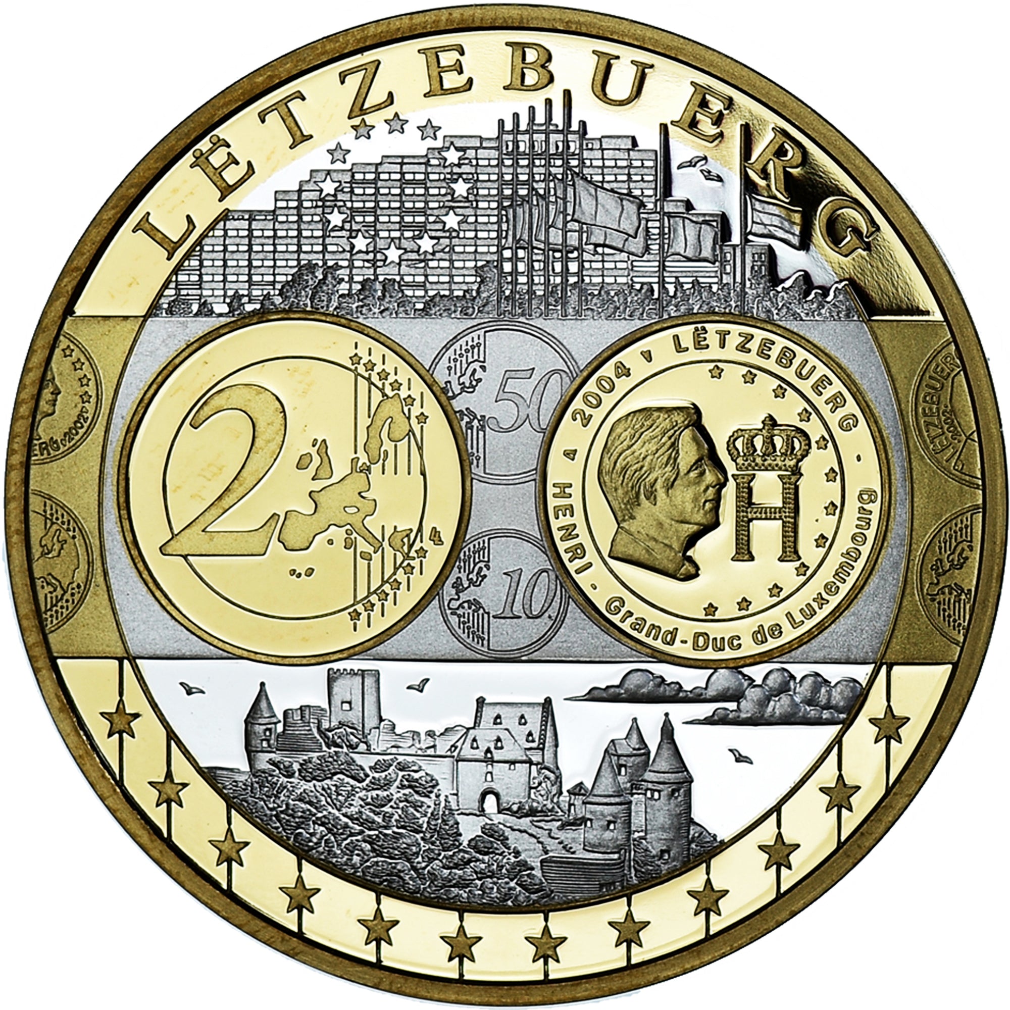 Luxembourg, Medal, Euro, Europa, Politics, FDC, MS(65-70), Silver