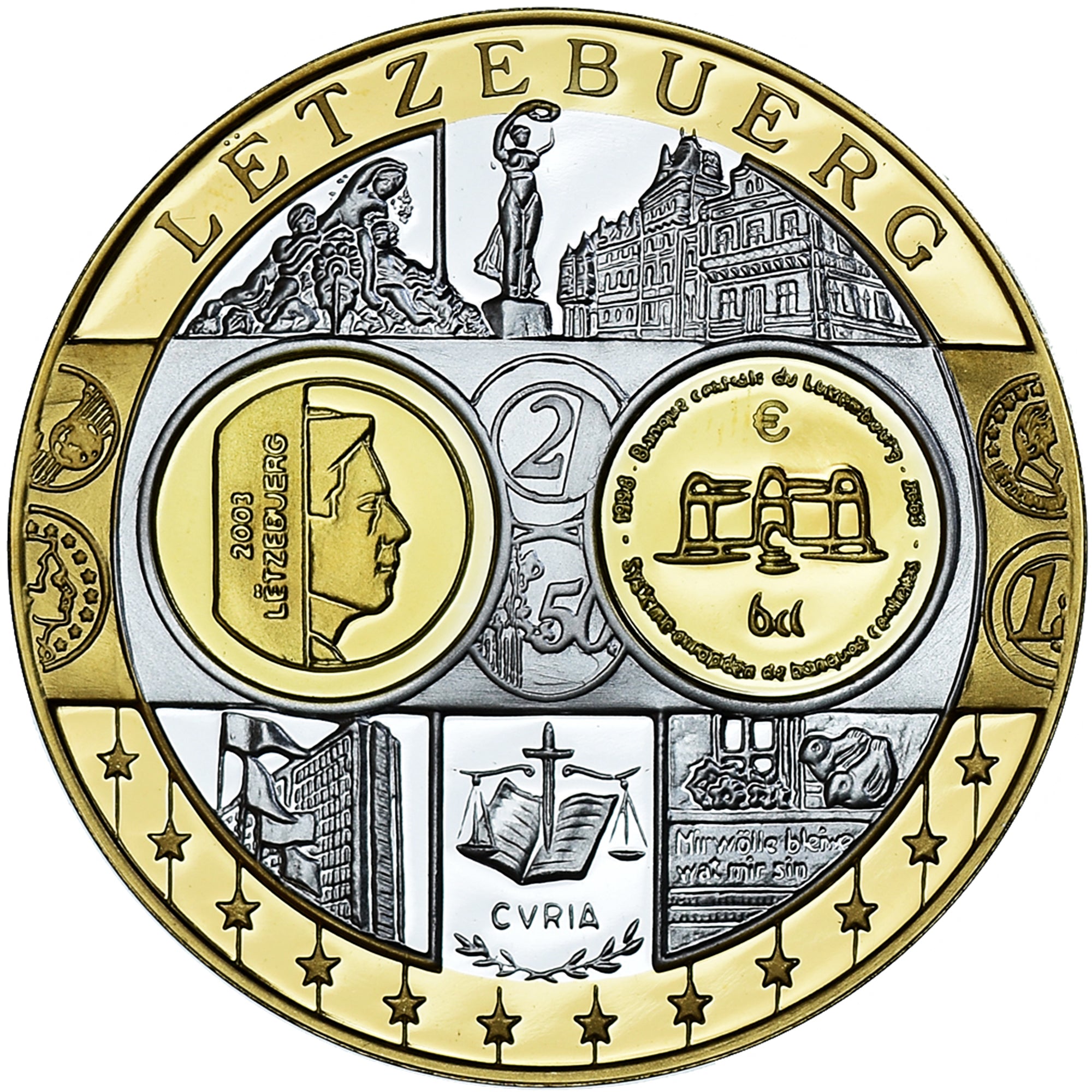 Luxembourg, Medal, Euro, Europa, Politics, FDC, MS(65-70), Silver