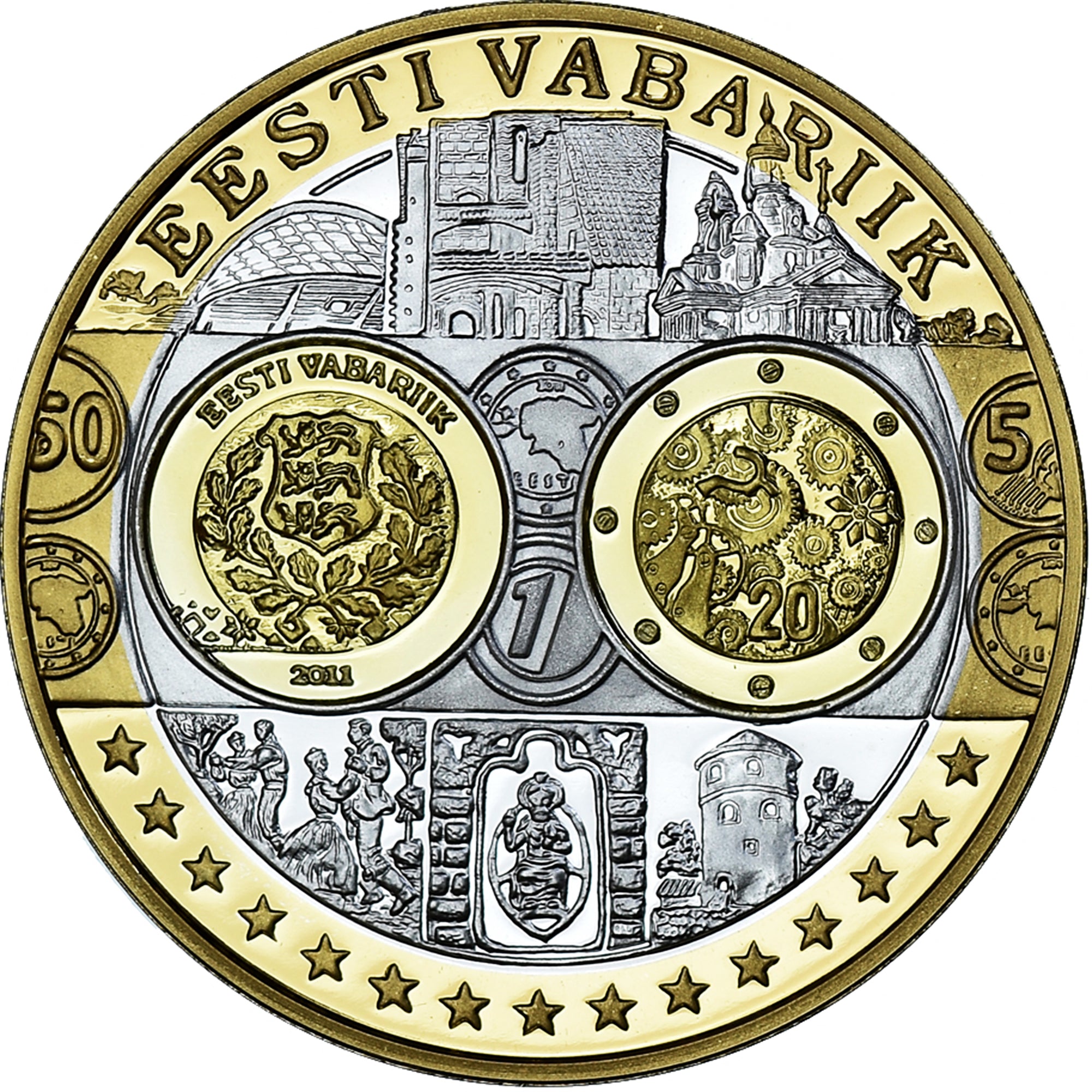 Estonia, Medal, Euro, Europa, Politics, MS(65-70), Silver