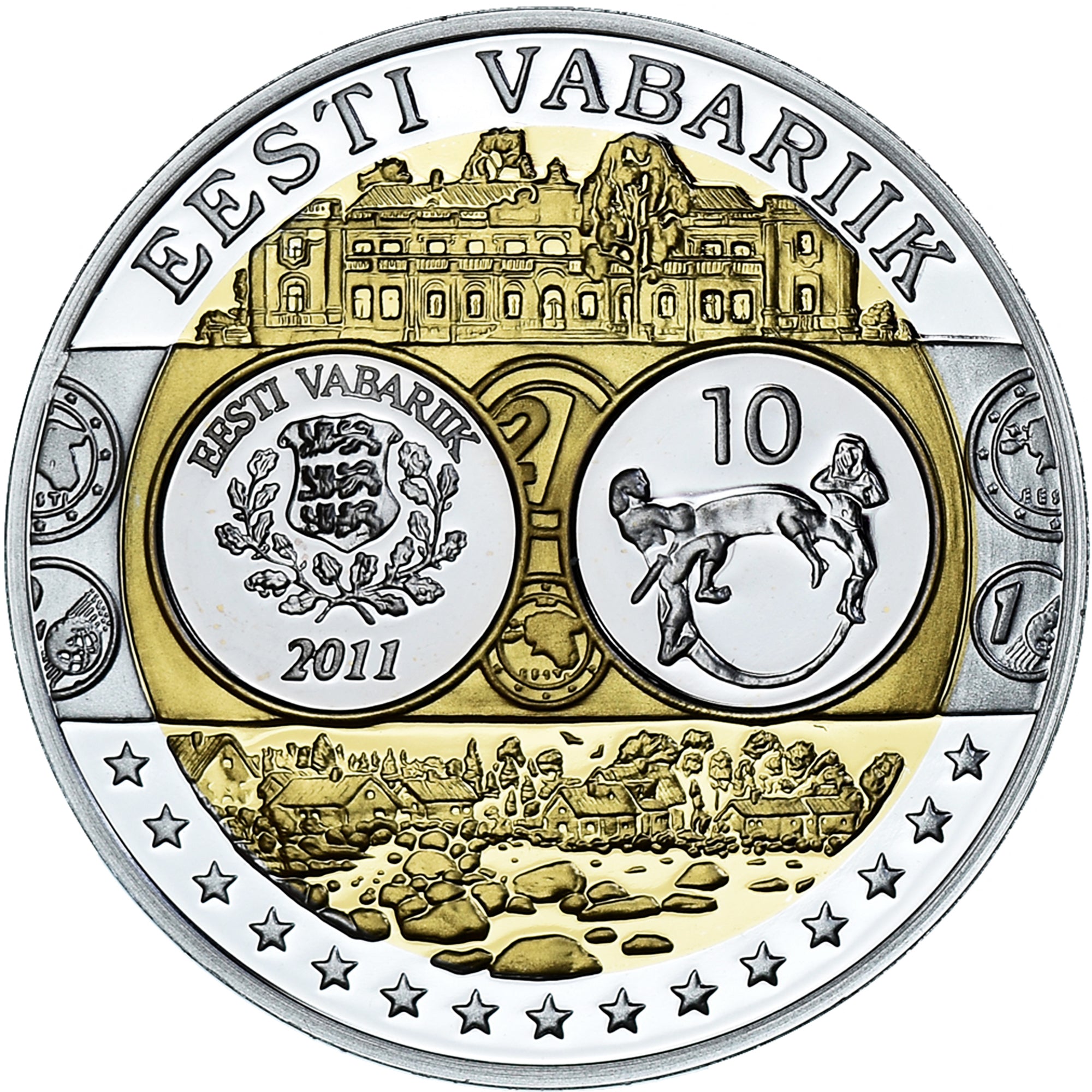 Estonia, Medal, Euro, Europa, Politics, MS(65-70), Silver