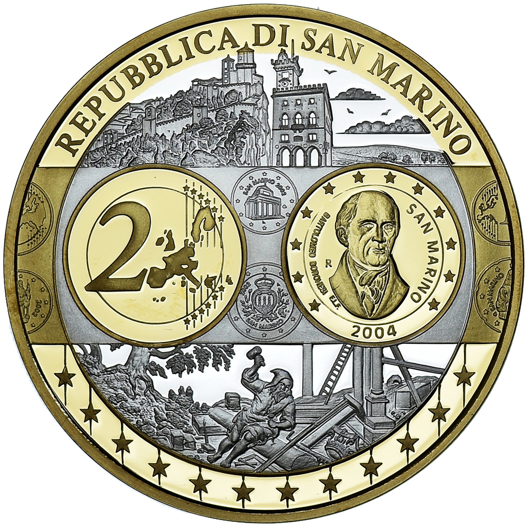 San Marino, Medal, Euro, Europa, Politics, MS(65-70), Silver