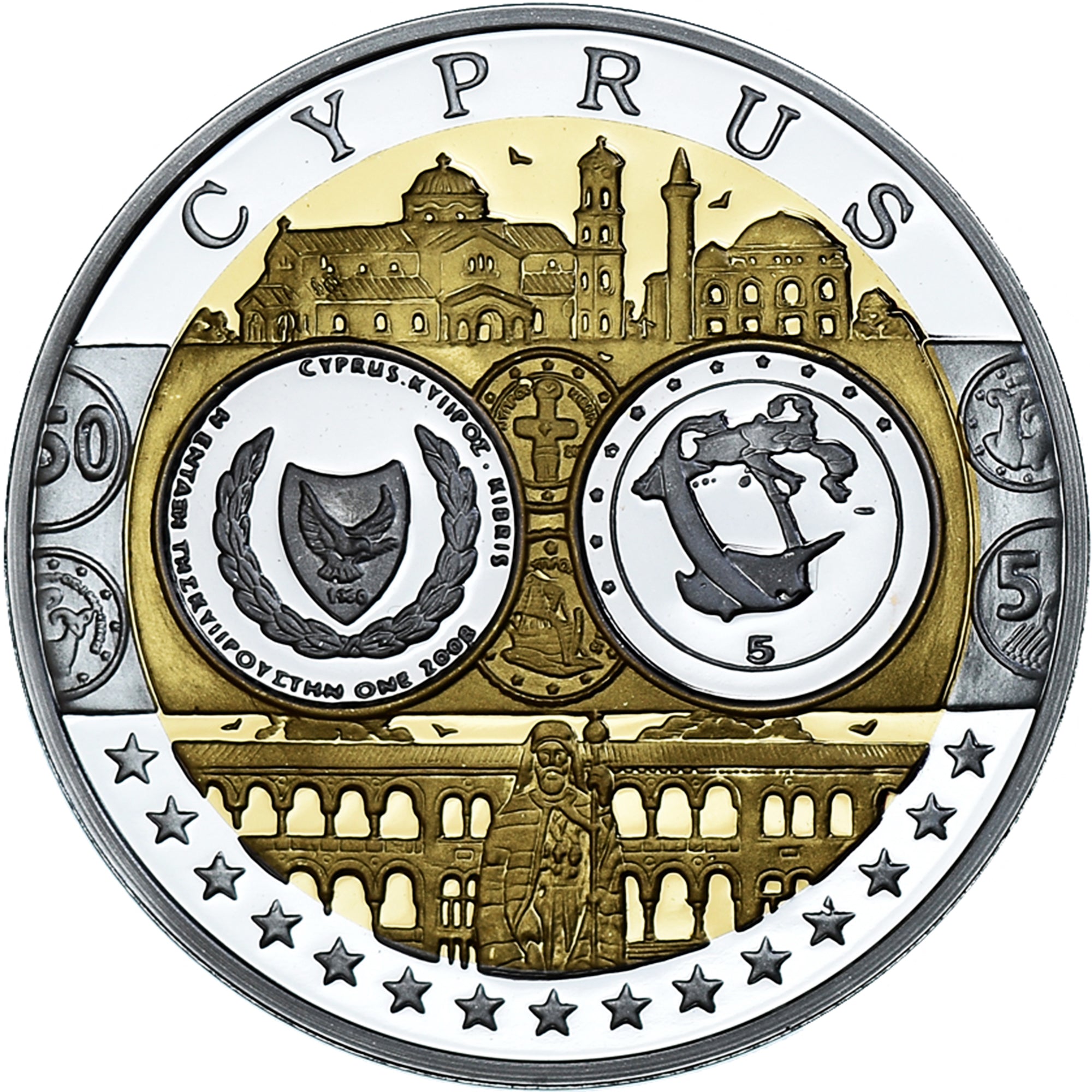 Cyprus, Medal, Euro, Europa, Politics, MS(65-70), Silver