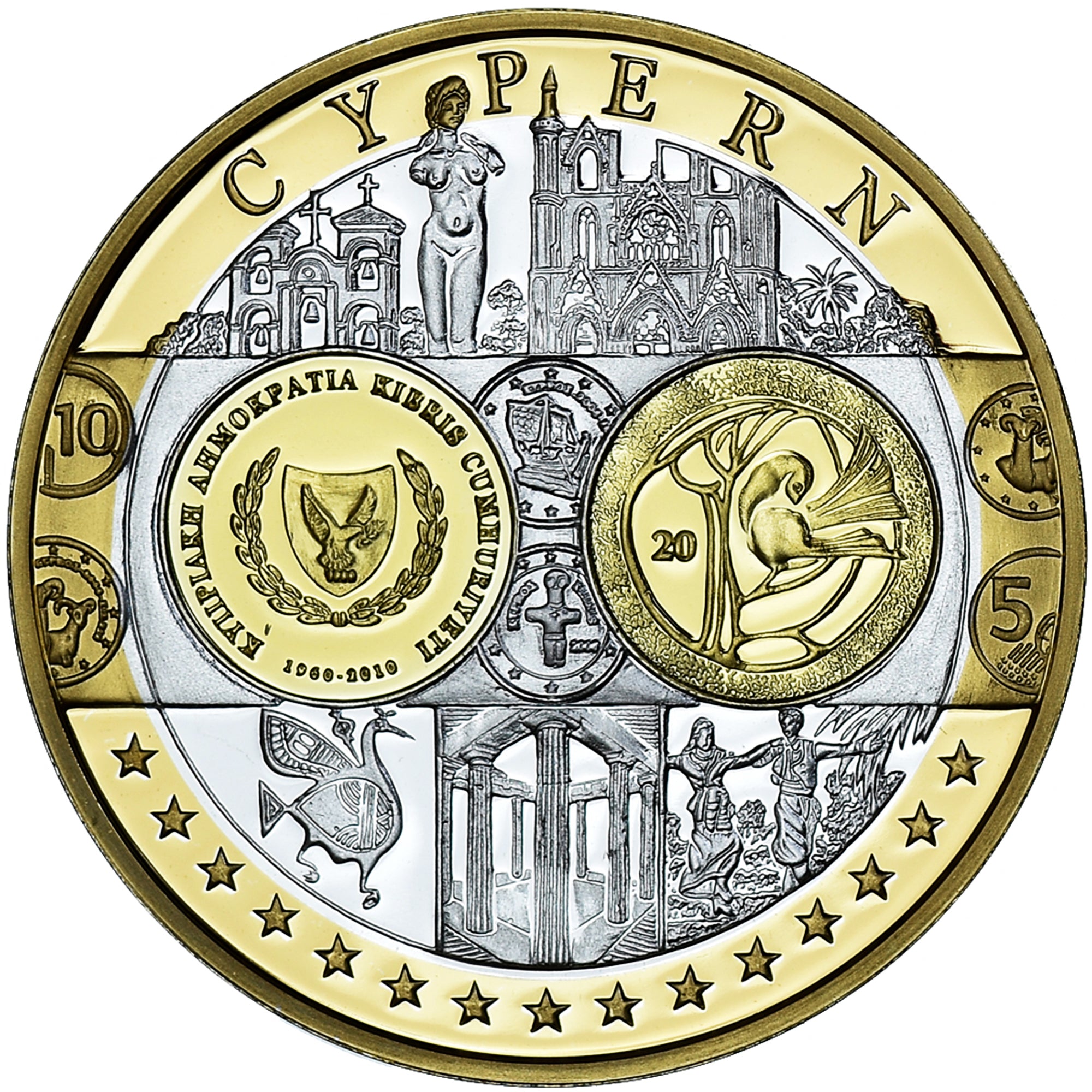 Cyprus, Medal, Euro, Europa, Politics, MS(65-70), Silver