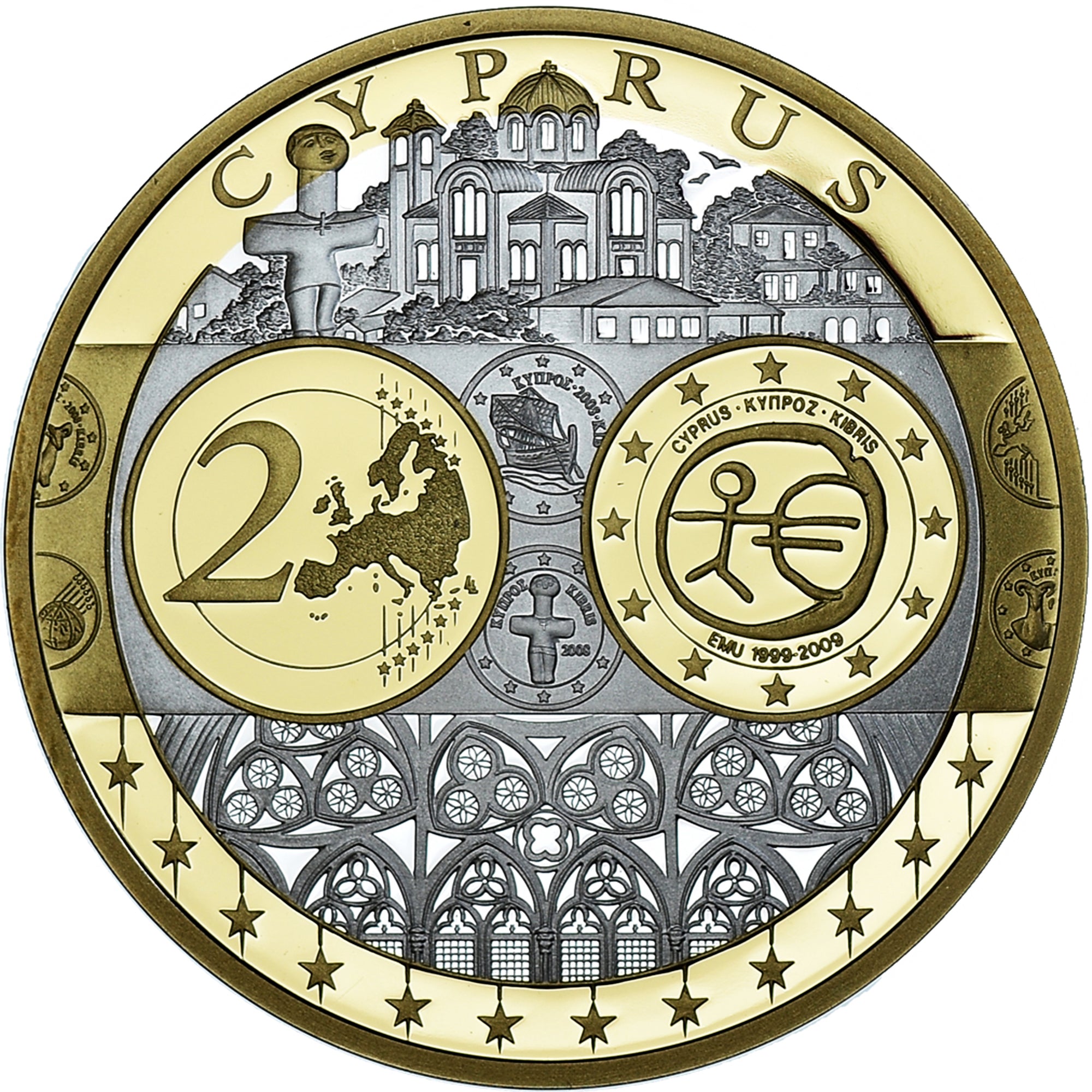 Chypre, Médaille, Euro, Europa, Politics, FDC, Argent