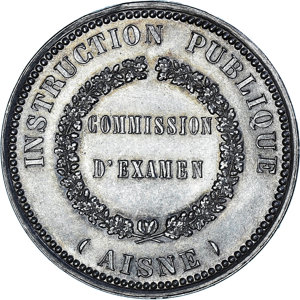 France, Medal, Instruction Publique, Commission d'Examen, Aisne, Barre