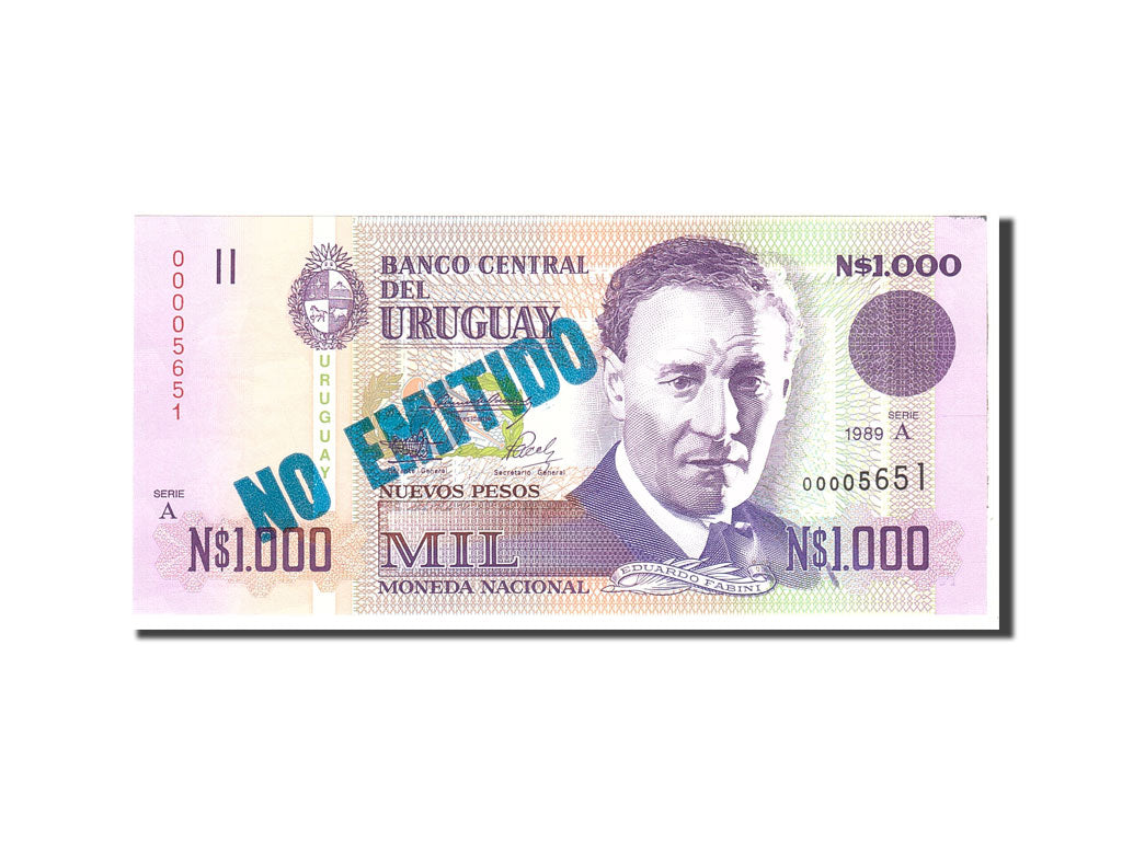 Banknote, Uruguay, 1000 Nuevos Pesos, 1989, Undated, KM:67a, UNC(65-70)